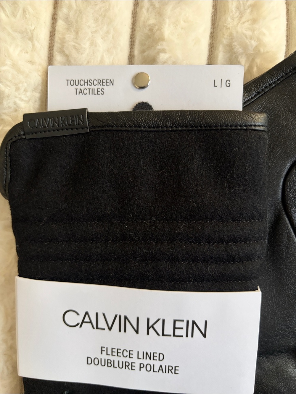 Calvin Klein Men's Black Fleece-Lined Touchscreen-Compatible Gloves - Picture 2 of 6